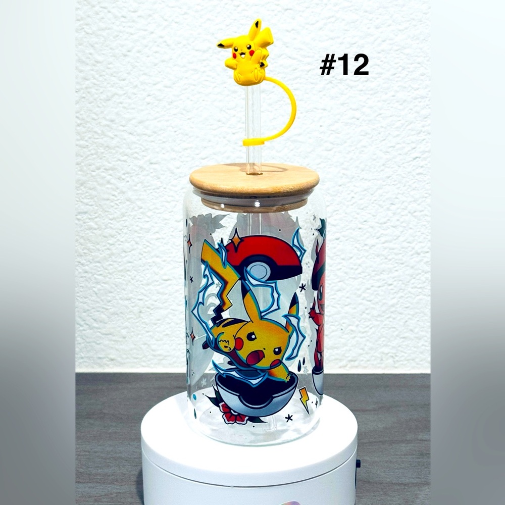 Pikachu Glass Tumbler with Straw